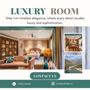 Luxury room with elegant interiors and stunning river views at Antalya Riverside Resort.